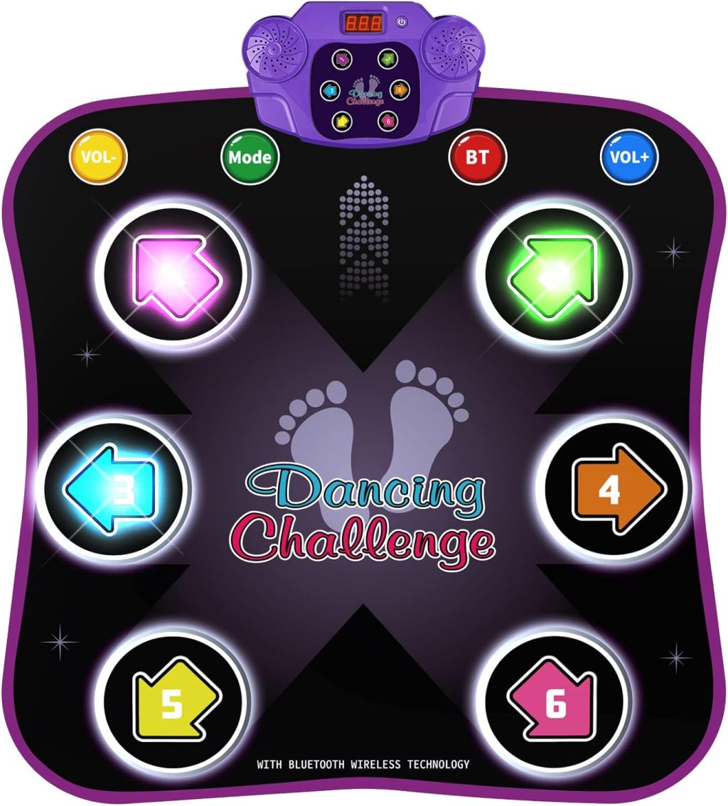 Flooyes Dance Mat Toys for 3-12 Year Old Kids, Electronic Dance Pad with Light-up 6-Button Wireless Bluetooth, Music Dance with 5 Game Modes, Birthday Toys Gifts for 3 4 5 6 7 8 9 10+ Year Old Girls Flooyes Dance Mat Toys for 3-12 Year Old Kids, Electronic Dance Pad with Light-up 6-Button Wireless Bluetooth, Music Dance with 5 Game Modes, Birthday Toys Gifts for 3 4 5 6 7 8 9 10+ Year Old Girls