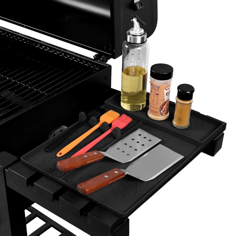 Griddle Mat Barbeque Grill Accessories Tools for Blackstone, Side Shelf Grill Accessories for Outdoor, Dish Dry Mat for Kitchen Countertops,Coffee Bar Mat, Spatula Drip Pad, BBQ Mat (Black)