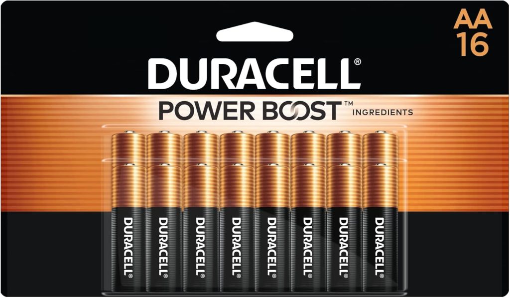 Duracell Coppertop AA Batteries with Power Boost Ingredients, 16 Count (Pack of 1), Double A Battery with Long-lasting Power, Alkaline AA Battery for Household and Office Devices Duracell Coppertop AA Batteries with Power Boost Ingredients, 16 Count (Pack of 1), Double A Battery with Long-lasting Power, Alkaline AA Battery for Household and Office Devices