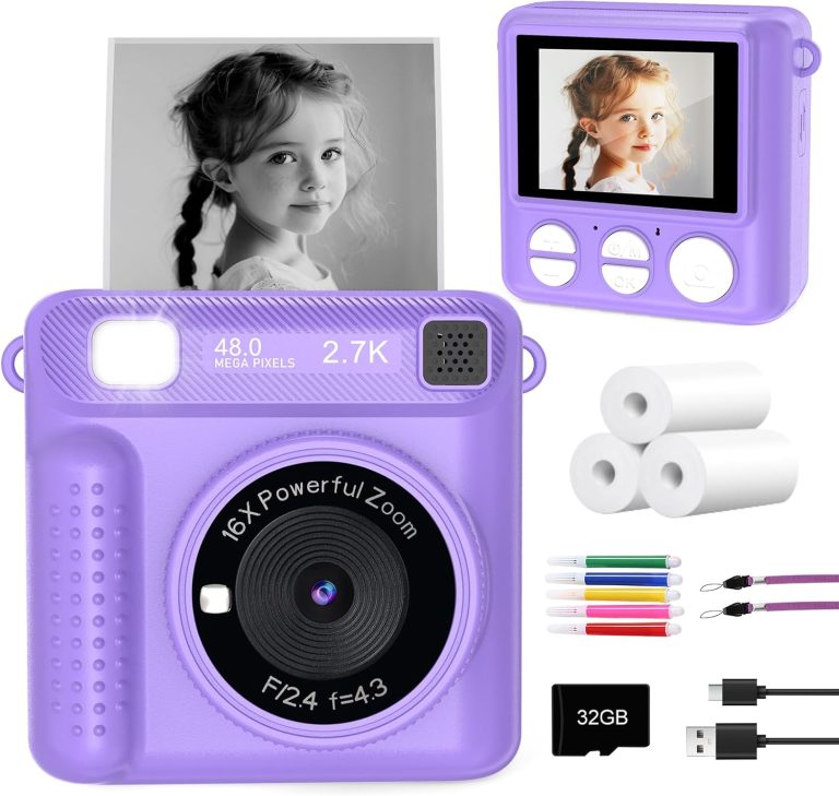 Instant Print Camera for Kids – Kids Digital Camera Toddler Camera for Age 3-5, Instant Cameras That Print Photos for 4 5 6 7 8 9 10 Year Old Girl Birthday Gift