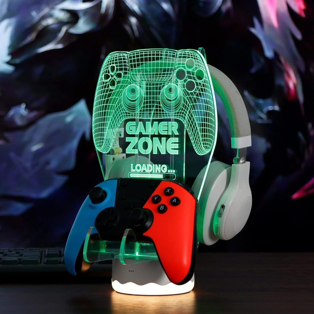YuanDian Light up Headphone Controller Holder, 16 Colors 3D LED Lights Gamepad Headset Stand, Game Controller Hanger for All Universal Gaming PC Accessories YuanDian Light up Headphone Controller Holder, 16 Colors 3D LED Lights Gamepad Headset Stand, Game Controller Hanger for All Universal Gaming PC Accessories