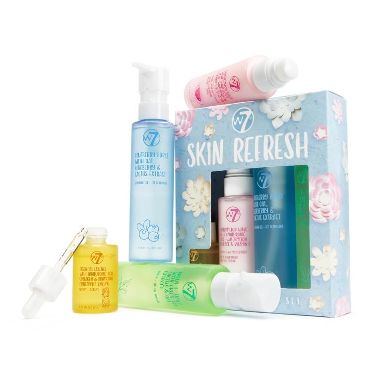 W7 Skin Refresh Essential Skincare Set – 4-Step Daily Routine Gift Set, Contains: Hydrating Cleanser, Soothing Toner, Anti-Ageing Serum and Repairing Moisturizer, Suitable For All Skin Types