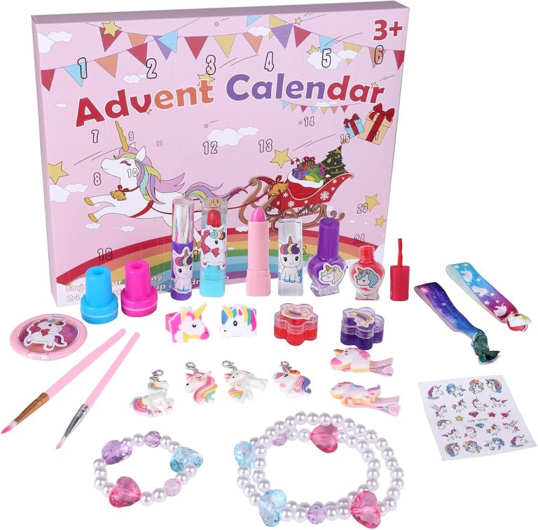MJartoria 2024 Advent Calendar Makeup for Girls-Unicorn Beauty Advent Calendar Christmas Countdown-Inclued Lipstick, Nail Stickers, Unicorn Pendant Unicorn Gifts for Teens Kids Women