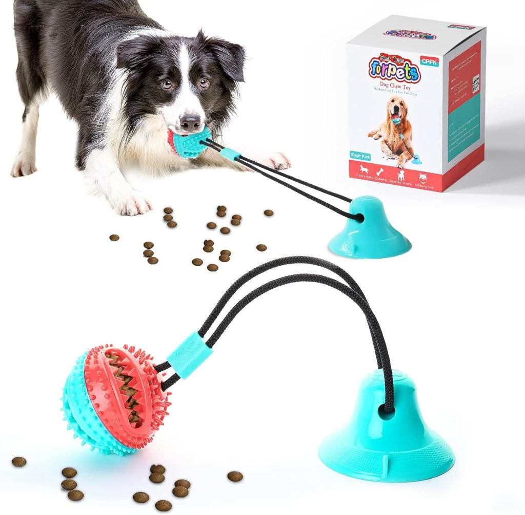 Dog Toys for Aggressive Chewers Interactive Teething Boredom and Stimulating Tug of War Suction Cup Puzzle Indestructible Puppy Rope Enrichment Teeth Cleaning Ball Accessories for Small Large Dogs Dog Toys for Aggressive Chewers Interactive Teething Boredom and Stimulating Tug of War Suction Cup Puzzle Indestructible Puppy Rope Enrichment Teeth Cleaning Ball Accessories for Small Large Dogs