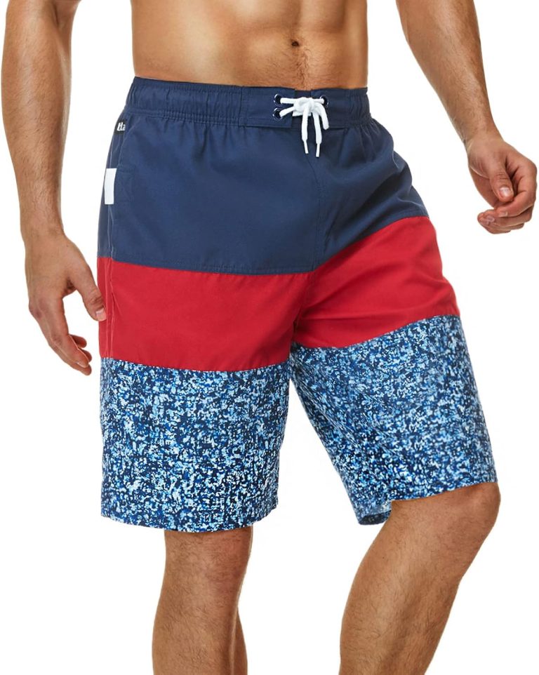 TSLA Men’s Swim Trunks, Quick Dry Swimming Beach Board Shorts, Lightweight Swimwear Bathing Suits with Pockets