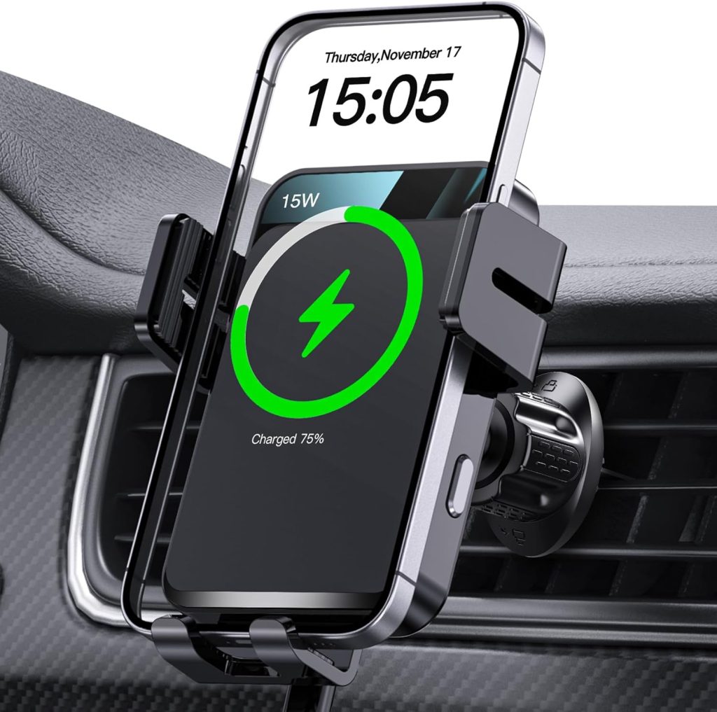 Wireless Car Charger, MOKPR Auto-Clamping Car Mount 15W/10W/7.5W Fast Charging Air Vent Car Phone Mount Compatible with iPhone 15/14/13/13 Pro/12 Pro Max/12 pro/12/11/10 Series, Samsung Galaxy Series Wireless Car Charger, MOKPR Auto-Clamping Car Mount 15W/10W/7.5W Fast Charging Air Vent Car Phone Mount Compatible with iPhone 15/14/13/13 Pro/12 Pro Max/12 pro/12/11/10 Series, Samsung Galaxy Series