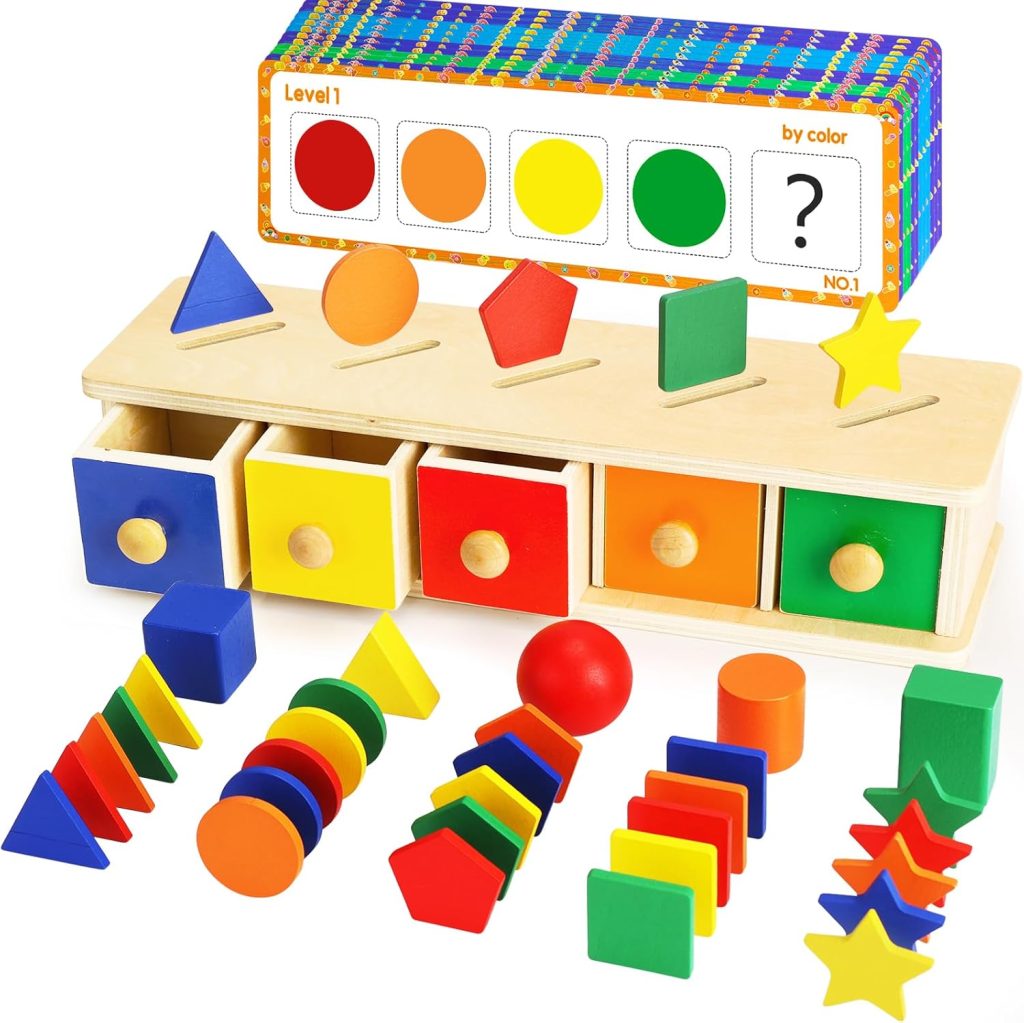 Montessori Toys Wooden Color & Shape Sorter Toys for Toddlers 1-3 Matching Box Sorting Blocks Manipulatives Preschool Learning Activities Educational Toys for 1 2 3 4 Year Old Boy Girl Kid Gifts Montessori Toys Wooden Color & Shape Sorter Toys for Toddlers 1-3 Matching Box Sorting Blocks Manipulatives Preschool Learning Activities Educational Toys for 1 2 3 4 Year Old Boy Girl Kid Gifts
