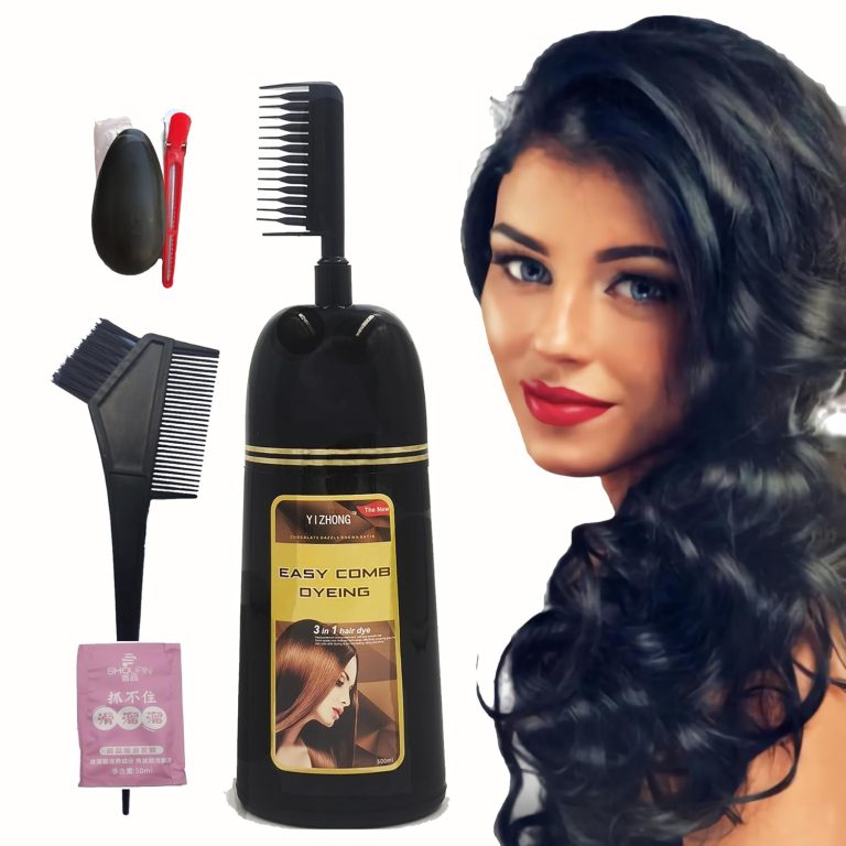 Black Hair Dye Shampoo Permanent YIZHONG Hair Color For 100% Gray Coverage Women Men 3 In2 Easy Comb Dyeing (black)