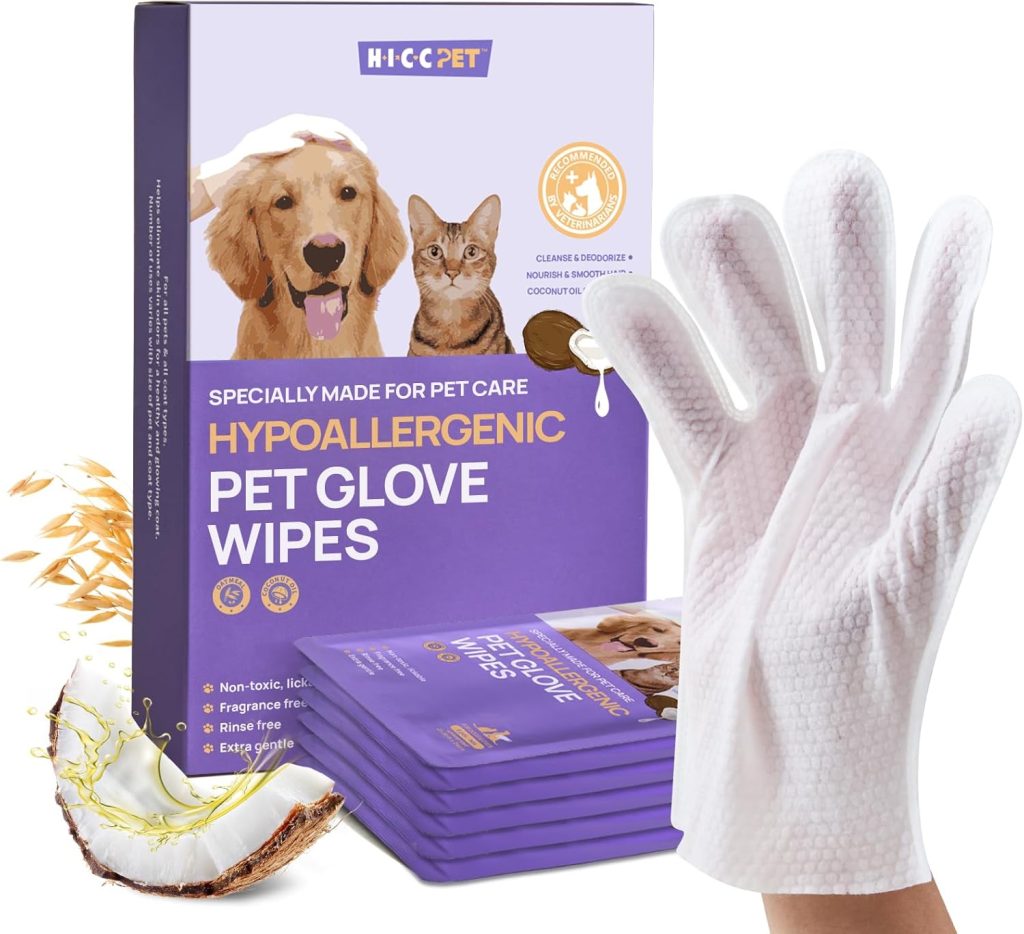 HICC PET Cleaning & Deodorizing Bath Wipes for Dogs and Cats, Hypoallergenic Nourish Fur Coconut Oil Dog Grooming Wipes, Puppy Bathing Gloves Wipes for Daily and Traveling HICC PET Cleaning & Deodorizing Bath Wipes for Dogs and Cats, Hypoallergenic Nourish Fur Coconut Oil Dog Grooming Wipes, Puppy Bathing Gloves Wipes for Daily and Traveling
