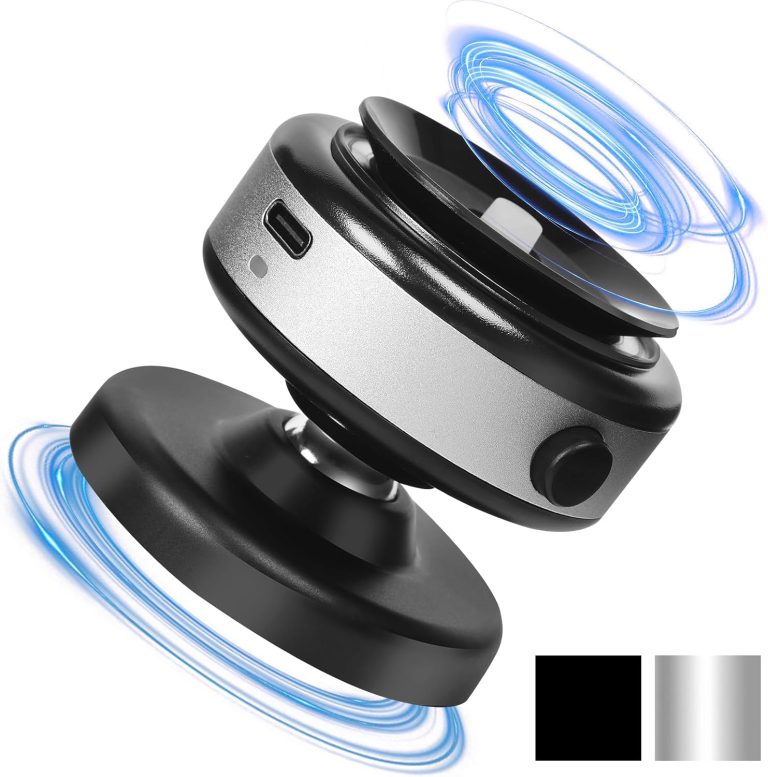 360 Rotatable Car Magnetic Phone Holder,Electric Vacuum Magnetic Suction Car Phone Mount,Magnetic Adsorption Double Cell Phone Holder-Sided Strong Suction for Car Mirro Gym All Smooth Surface(Silver)