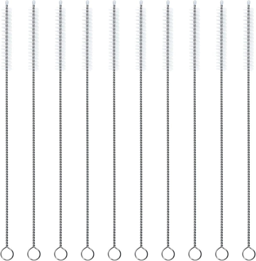 Straw Cleaner Brush, Extra Long Nylon Bristles and Stainless Steel Handle Cleaning Brushes for Washing Glass Silicone Metal Straws Tea Pot Spout Bottle 10 ihch X 2/5 inch Set of 10 Straw Cleaner Brush, Extra Long Nylon Bristles and Stainless Steel Handle Cleaning Brushes for Washing Glass Silicone Metal Straws Tea Pot Spout Bottle 10 ihch X 2/5 inch Set of 10