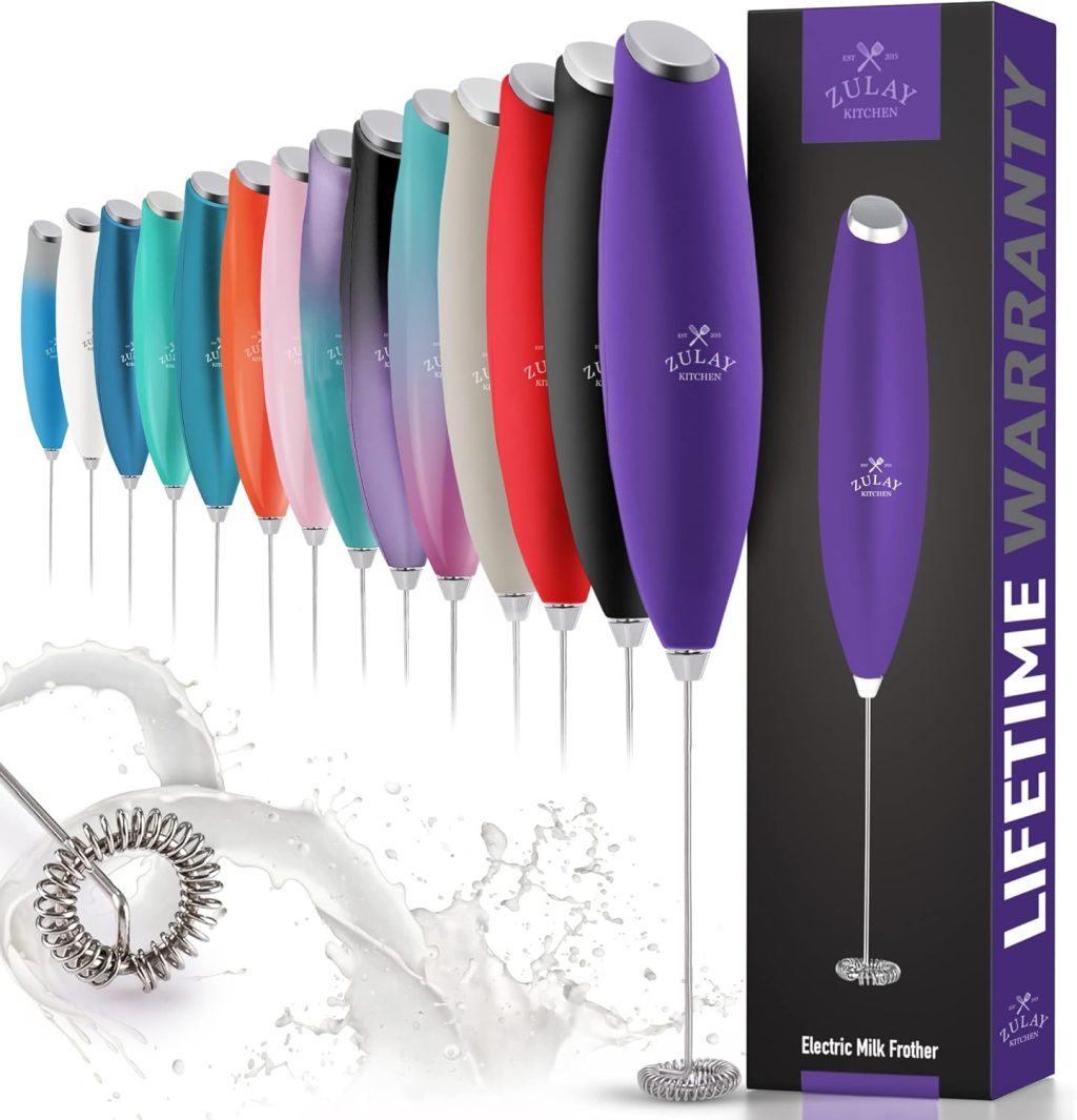 Zulay Powerful Milk Frother for Coffee with Powerful Motor – Handheld Frother Electric Whisk, Milk Foamer, Mini Mixer, Coffee Blender Frother for Frappe, Latte, Matcha, No Stand – Deep Purple Zulay Powerful Milk Frother for Coffee with Powerful Motor – Handheld Frother Electric Whisk, Milk Foamer, Mini Mixer, Coffee Blender Frother for Frappe, Latte, Matcha, No Stand – Deep Purple