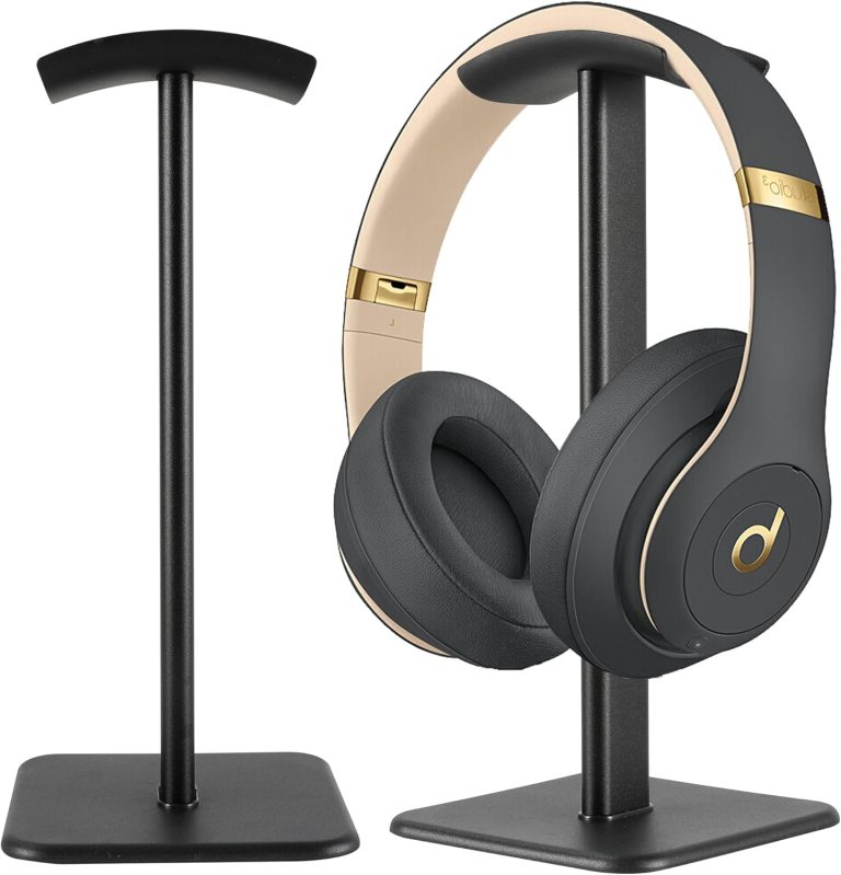 Headset Stand – Headphone Holder for Desk with Aluminum Hanger Compatible with All Over-Ear On-Ear Computer Xbox One PS5 PS4 PC Game Telephone Headsets (Black)