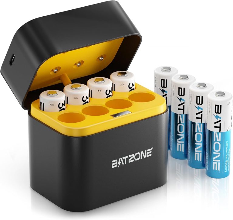 Rechargeable aa Batteries Lithium 8 Pack with Fast Charger,1.5V 3000mWh High Capacity aa Lithium Batteries,Constant Output Li-ion Double a Batteries Cycle Times up to 1600x (Charger+8 Pack)