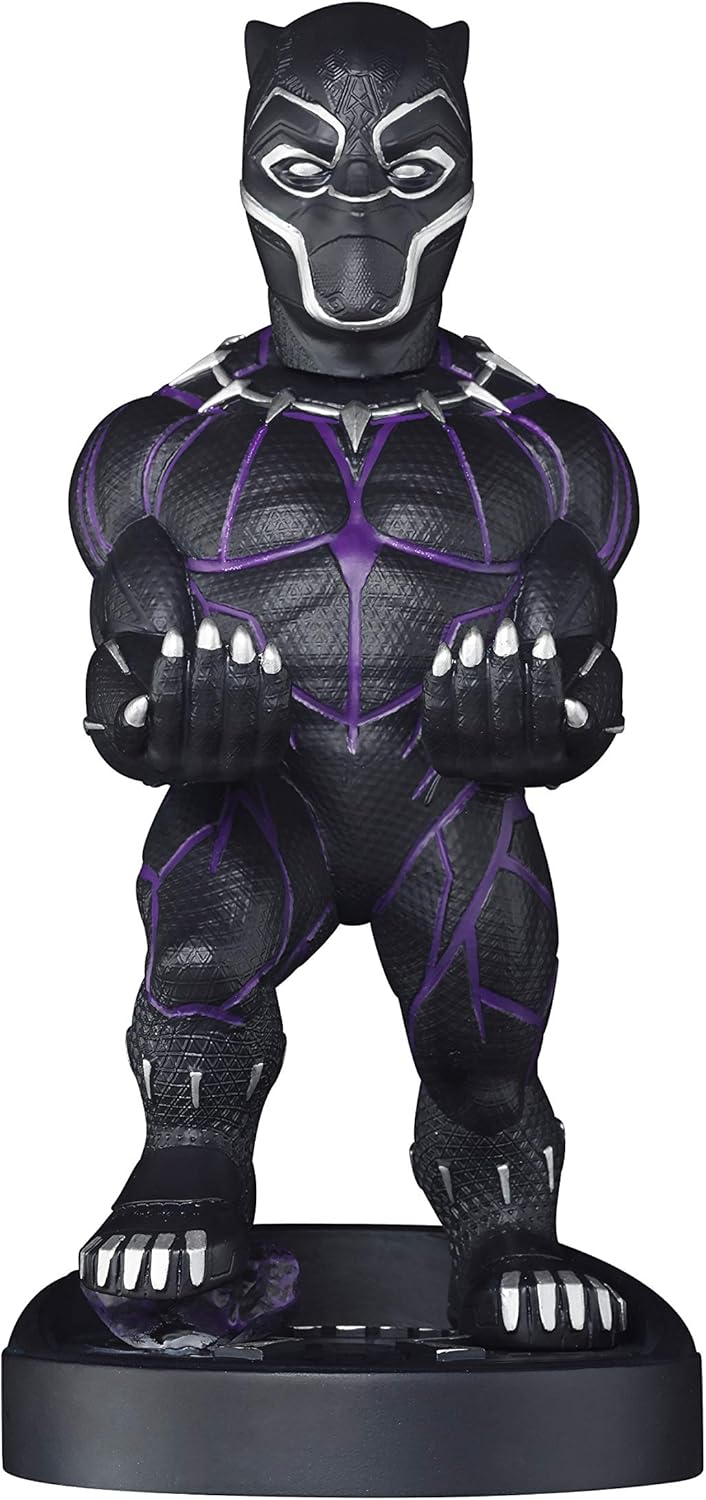 Exquisite Gaming: Marvel End Game: Black Panther – Original Mobile Phone & Gaming Controller Holder, Device Stand, Cable Guys, Licensed Figure