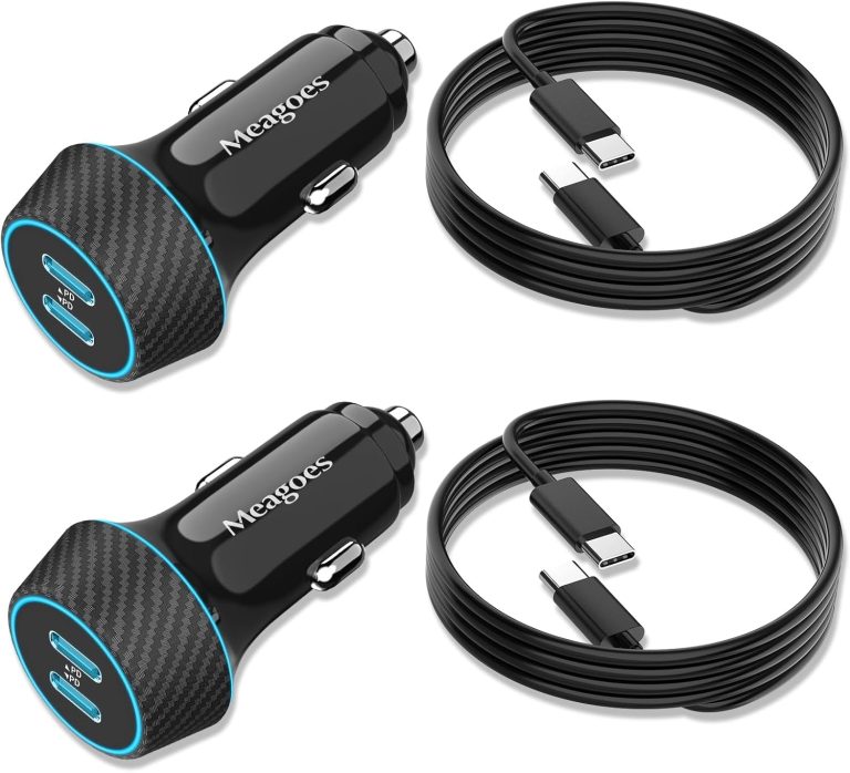 2 Pack 40W USB C Car Charger Fast Charging for iPhone 16 Pro Max/Plus/15, Samsung Galaxy S24 Ultra/S23 fe/A55/A54, Pixel 9, Dual 20W PD Port Cigarette Lighter Adapter with 3.3FT Type C Cord