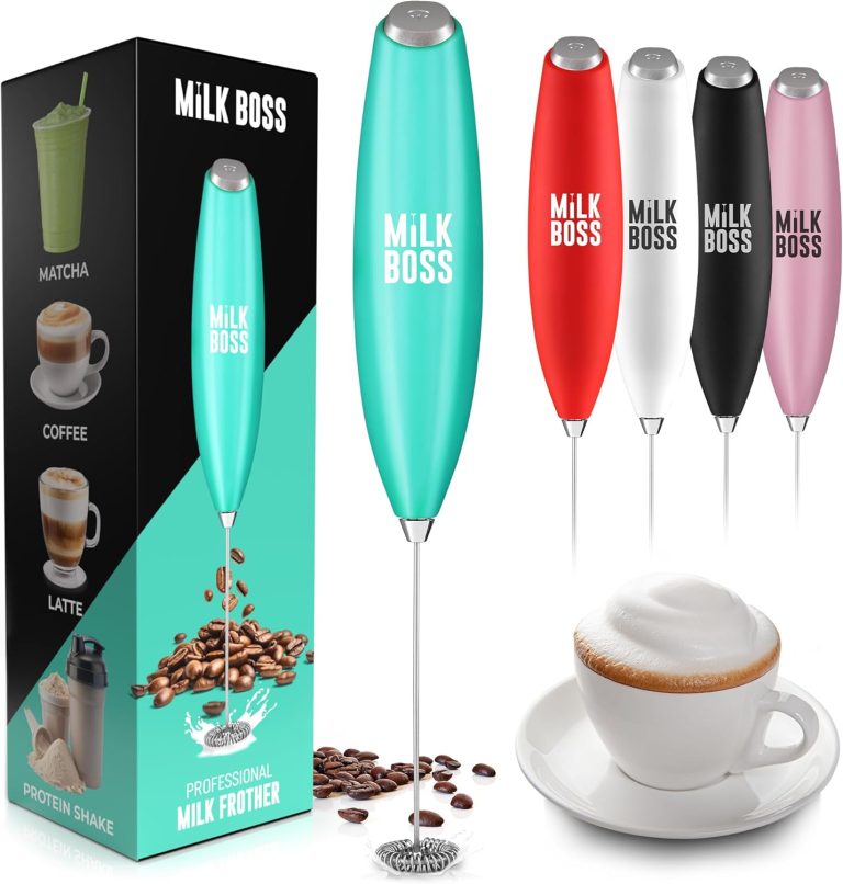 Milk Boss Matcha Whisk – Handheld Electric Stirrer – Matcha Frother Wand & Drink Mixer – Electric Whisk for Matcha Tea & Green Tea – Durable Stainless Steel Matcha Blender – Aqua Powerful Frother
