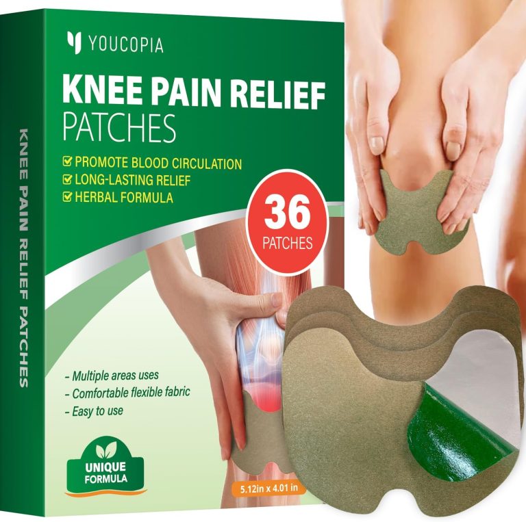 Knee Relief Heat Patches: 36 Count Natural Herbal Relieving Plaster for Long Lasting Muscle and Joint Relief – Mugwort Arthritis Hot Patches Kit with Bone-on-Bone Support