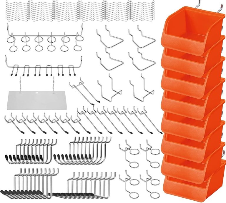 HORUSDY 150-Piece Pegboard Hooks Assortment, Pegboard Accessories with Pegboard Bins for Organizing Various Tools