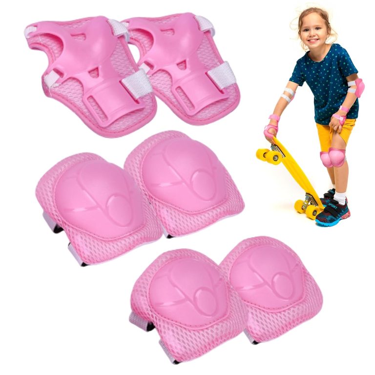 banana bike Rollerblade Pads for Older Kids – Knee Pads, Elbow Pads, Wrist Guards – Knee Pads for Older Kids – Protective Gear for Outdoor Extreme Sports Activities (Pink)