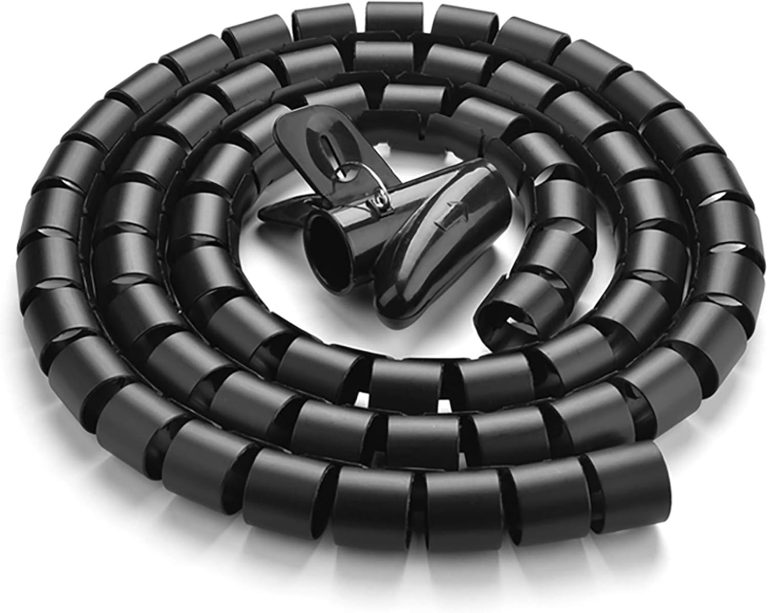 10FT Cable Management Sleeve EZ Cord Bundler 1″ Diameter w/Zip Clip Zipper Wire Wrap Cord Organizer Cable Tube Hider Flexible & Expandable Home & Office Wire Concealer for PC TV Computer Cinema