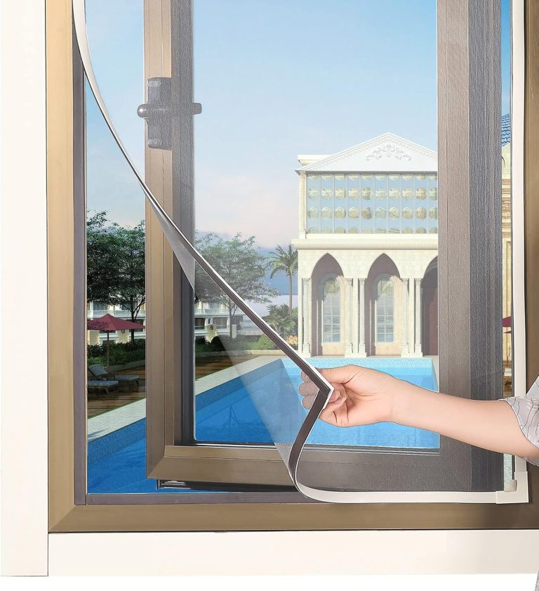 DIY Magnetic Window Screen Adjustable Mesh Screen Protector Fits Max72” x 48” White Window Frames with encryption Mesh