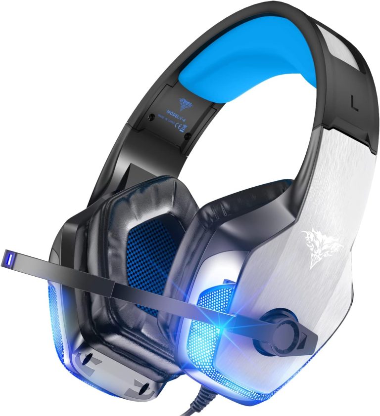 BENGOO V-4 Gaming Headset for Xbox Series X|S, Xbox One, PS5, PC, Mac, Nintendo Switch, Noise Cancelling Over Ear Headphones with Mic, LED Light, Bass Surround, Soft Memory Earmuffs