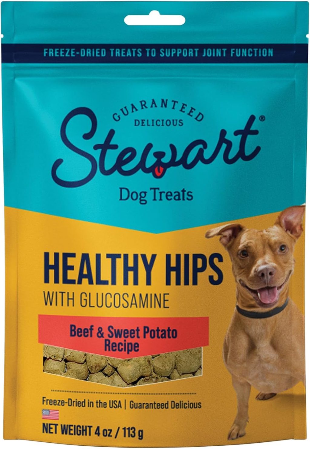 Stewart Freeze Dried Dog Treats, Healthy HIPS Beef & Sweet Potato, Made with Glucosamine Chondroitin, Grain Free, 4 Ounce Resealable Pouch, Made in USA Stewart Freeze Dried Dog Treats, Healthy HIPS Beef & Sweet Potato, Made with Glucosamine Chondroitin, Grain Free, 4 Ounce Resealable Pouch, Made in USA