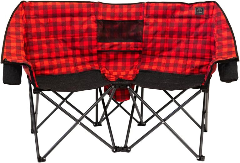 Kuma Outdoor Gear Kozy Bear Chair with Carry Bag, Ultimate Portable Luxury Outdoor Double Camping Chair for Glamping, Sports & Outdoor Adventures (Red/Black)