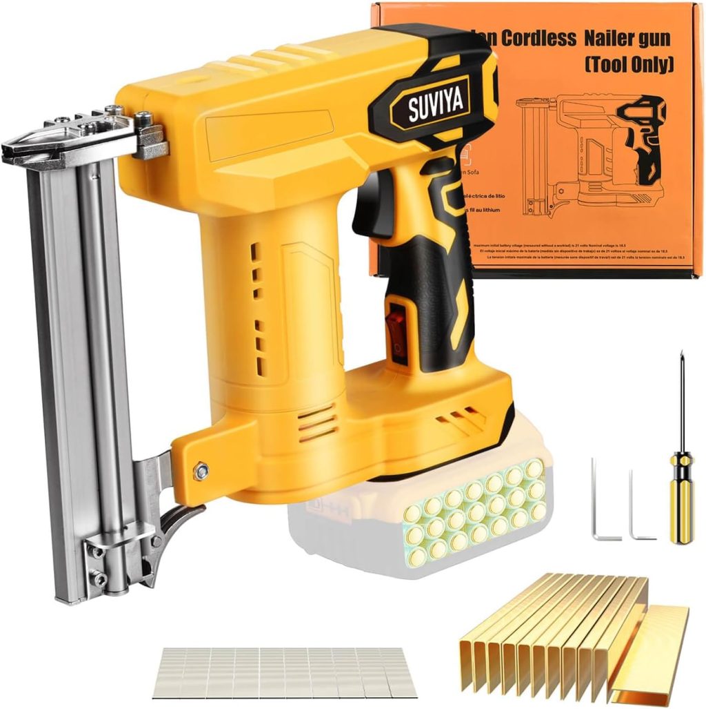 Cordless Nail Gun Compatible with Dewalt 20V MAX Battery, 18GA 5/8 to 1-1/4 Inch, 2 in 1 Brad Nailer/Narrow Crown Stapler, Brushless Motor, Lightweight for Home Improvement DIY and Woodworking Cordless Nail Gun Compatible with Dewalt 20V MAX Battery, 18GA 5/8 to 1-1/4 Inch, 2 in 1 Brad Nailer/Narrow Crown Stapler, Brushless Motor, Lightweight for Home Improvement DIY and Woodworking