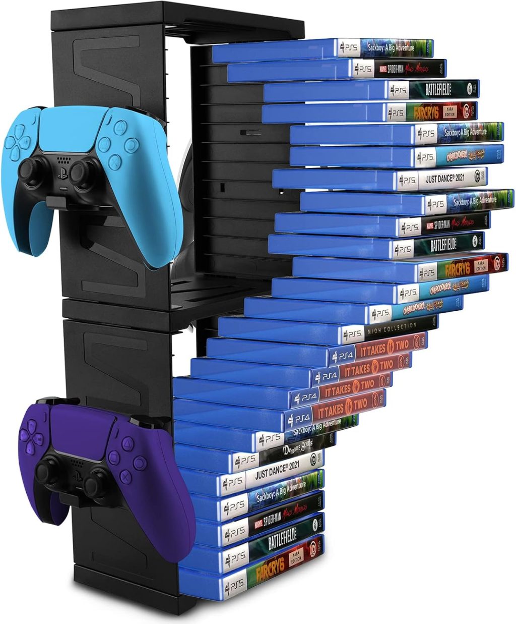 SIKEMAY Game Storage Tower for PS5/ PS4/ Xbox Series S & X/Xbox, Universal Video Games Discs Organizers 24 PCS with 4 Controllers Holder, Game Disk Box Stand Rack Accessories – Black SIKEMAY Game Storage Tower for PS5/ PS4/ Xbox Series S & X/Xbox, Universal Video Games Discs Organizers 24 PCS with 4 Controllers Holder, Game Disk Box Stand Rack Accessories – Black