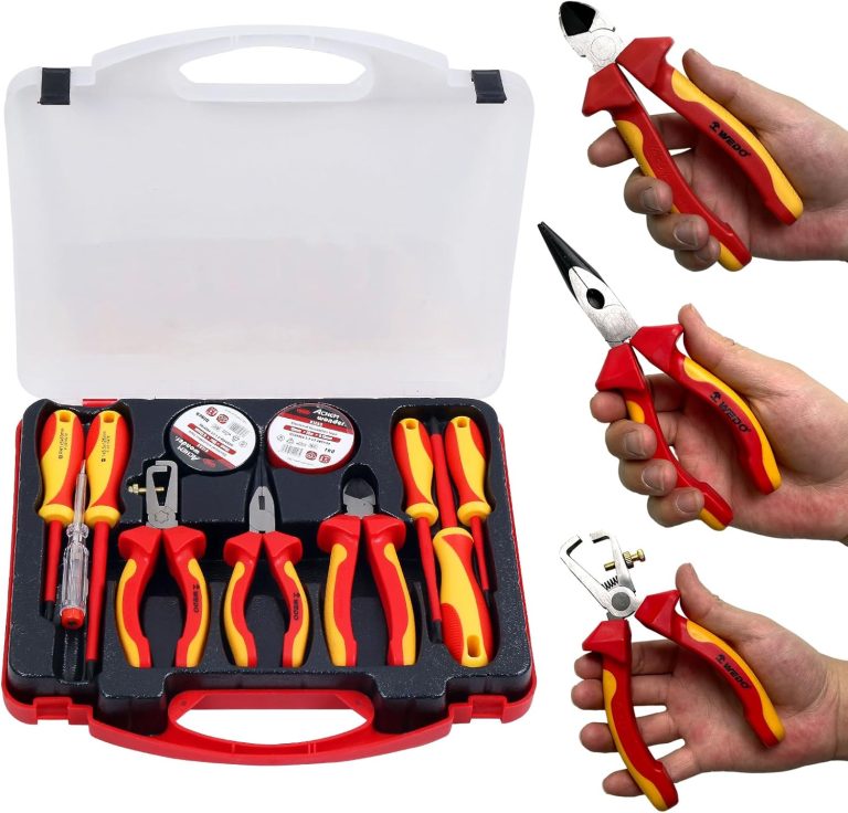 WEDO 11Pcs 1000V Insulated Tool Set, Screwdriver & Pliers Set, Magnetic VDE Tools for Electrician, Repair Bag. Home Improvement DIY Tools