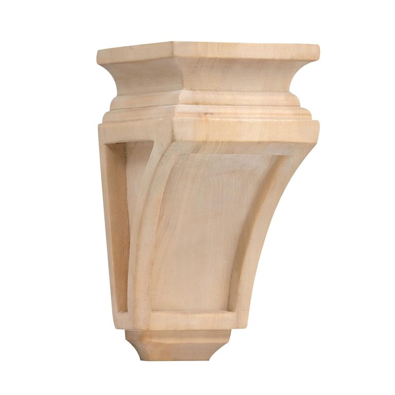 WADDELL Hardwood Grand Mission Corbel, 1 Count (Small) | 6⅝” x 3⅞” x 3½” w/Pre-Installed Keyhole Plate | Unfinished Decorative Corbels for Countertops, Fireplace Mantel, Shelves, DIY Home Improvement