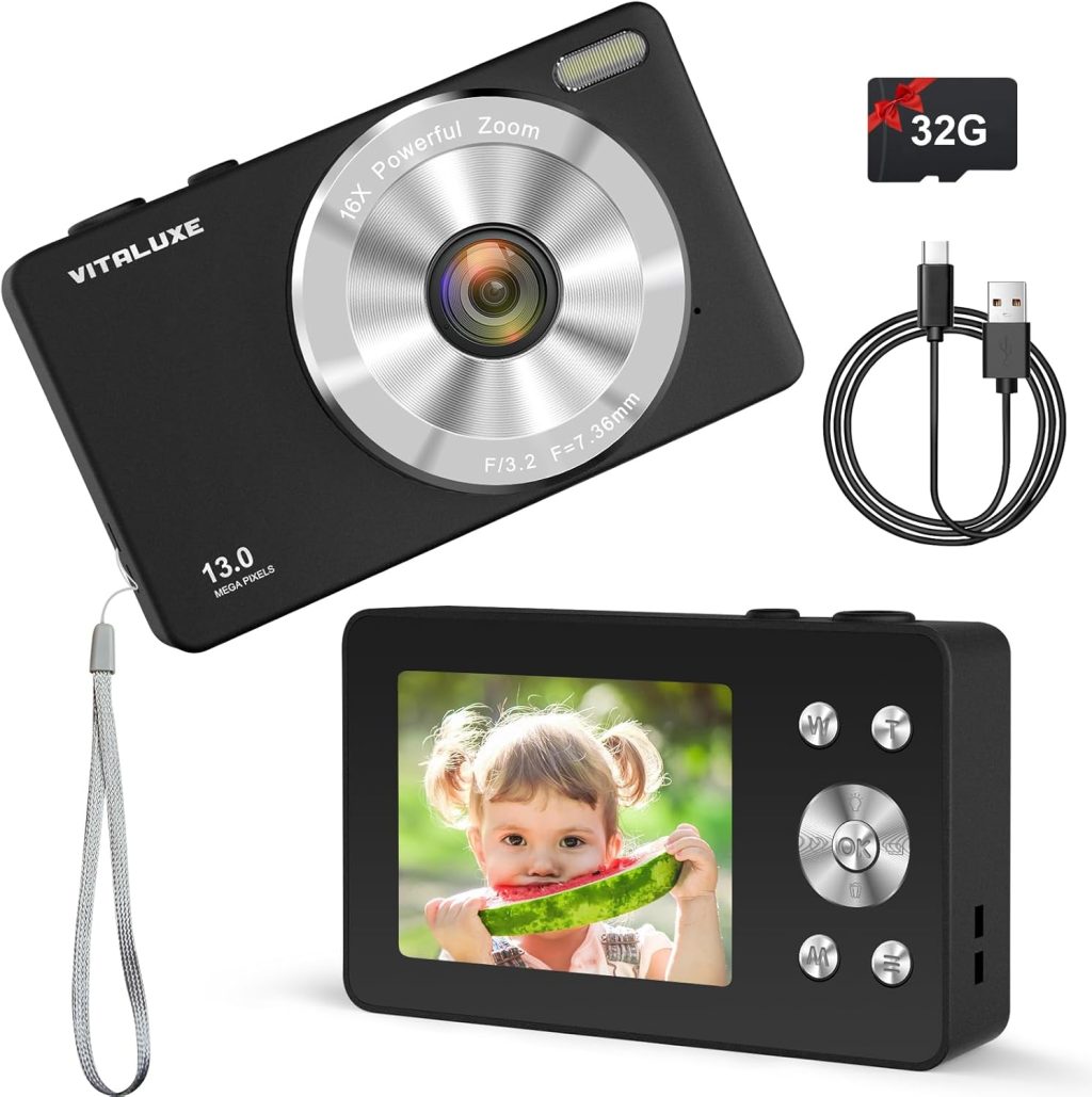 Digital Camera, 4K FHD Vintage Camera for Kids, Real 13MP 16x Zoom Autofocus, 2.83” LCD Screen, Long Lasting, Compact Small Cameras with 32G Card, Best Gift for Kids, Teens, Girl, Boy and Beginngers Digital Camera, 4K FHD Vintage Camera for Kids, Real 13MP 16x Zoom Autofocus, 2.83” LCD Screen, Long Lasting, Compact Small Cameras with 32G Card, Best Gift for Kids, Teens, Girl, Boy and Beginngers