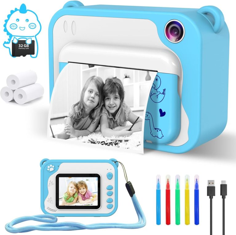 Kids Camera Toddler Camera, Kids Digital Camera Instant Print, 1080P Video Camera for Kids with 32GB SD Card, Childrens Toy Camera Easter Birthday Gifts for Boys Girls 3 4 5 6 7 8 9 10 11 12 Year Old