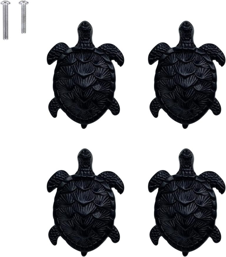 Turtle Drawer knobs Nautical Beach Ocean Theme Home Decor Drawer Pulls Handles for Dresser Cupboard Wardrobe Cabinet Kitchen Tortoise Knobs Pack of 4 (Black)