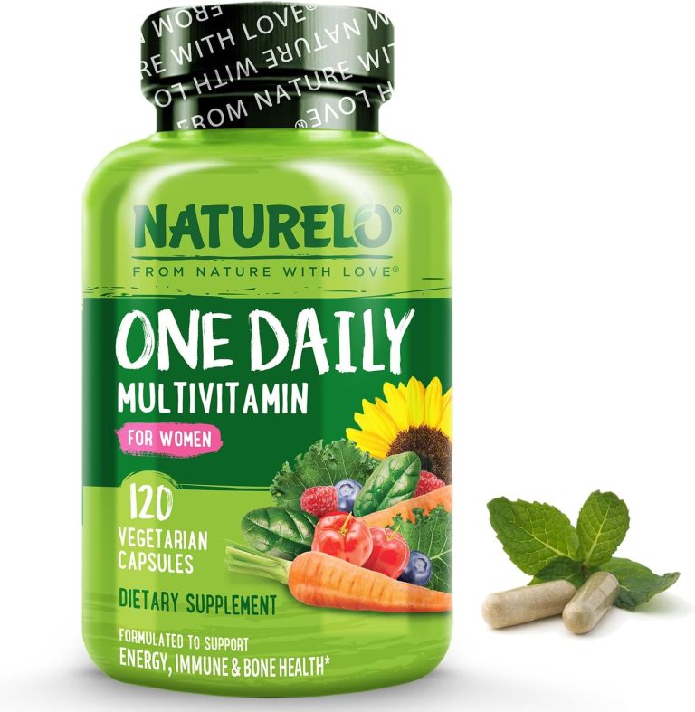 NATURELO One Daily Multivitamin for Women – Energy Support – Whole Food Supplement to Nourish Hair, Skin, Nails – Non-GMO – No Soy – Gluten Free – 120 Capsules – 4 Month Supply