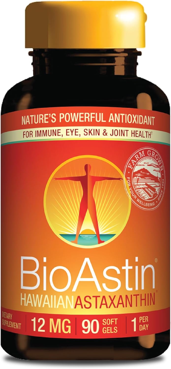 NUTREX HAWAII BioAstin Hawaiian Astaxanthin – 12mg, 90 Softgels – Farm-Direct Premium Antioxidant Supplement to Support Eye, Skin, Joint & Immune System Health – Non-GMO & Gluten-Free