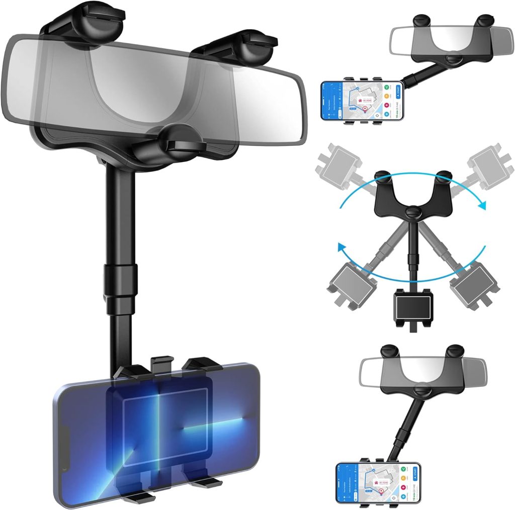 SXhyf Rear View Mirror Phone Holder, 2023 Rotatable and Retractable, Universal Mount, Cell Car Fit for iPhone 11 12 13 14 Pro Max Samsung All Phone SXhyf Rear View Mirror Phone Holder, 2023 Rotatable and Retractable, Universal Mount, Cell Car Fit for iPhone 11 12 13 14 Pro Max Samsung All Phone