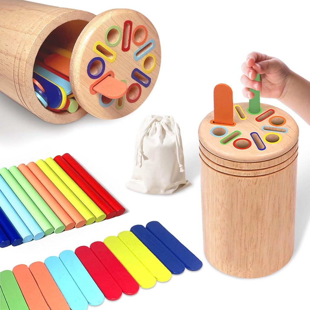 Wuffove Montessori Toys for 1-3 Year Old, Toddler Wooden Learning Color Sorting Toys Age 123, Developmental Infants Sensory Matching Game for Baby Boys Girls Gifts Wuffove Montessori Toys for 1-3 Year Old, Toddler Wooden Learning Color Sorting Toys Age 123, Developmental Infants Sensory Matching Game for Baby Boys Girls Gifts