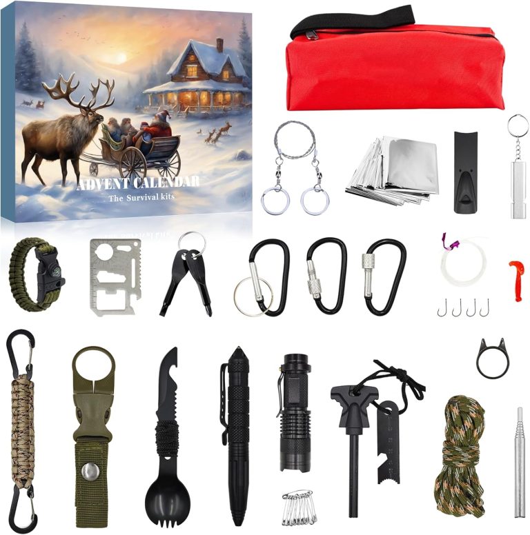 Advent Calendar 2024 Adult – 24 Day Christmas Countdown Survival Kit with Camping Gear & Cool Gadgets for Men, Christmas Gift for Adventurers