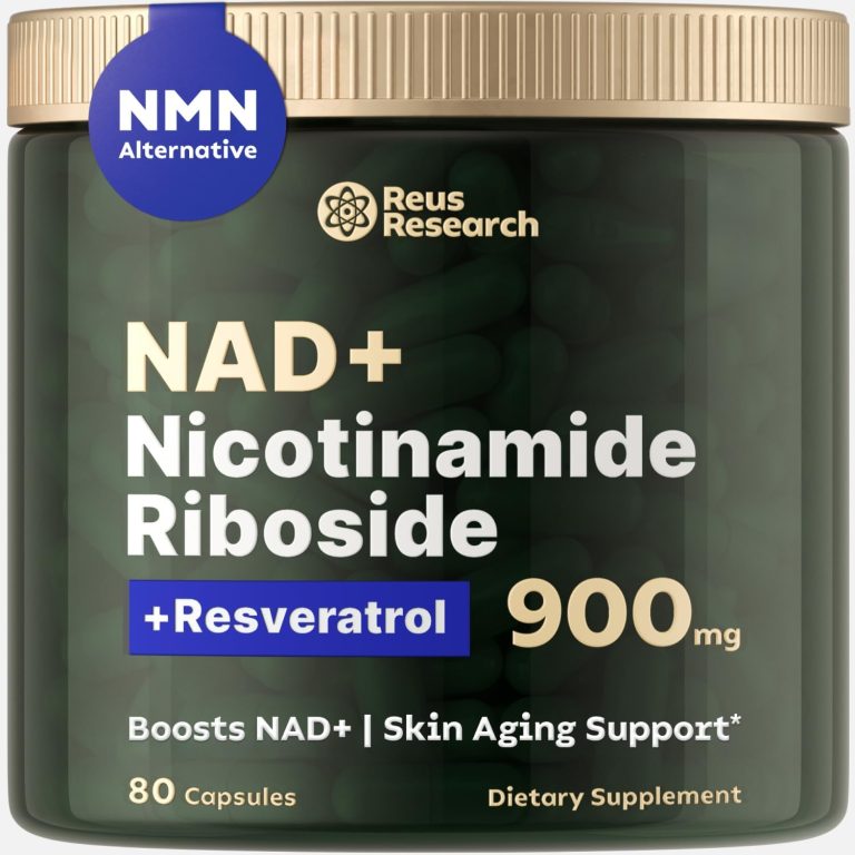 Reus Research NMN Supplement Alternative – Liposomal Nicotinamide Riboside w/Resveratrol & Quercetin – High Purity NAD Supplement for Anti-Aging, Energy, Focus – 80 Capsules