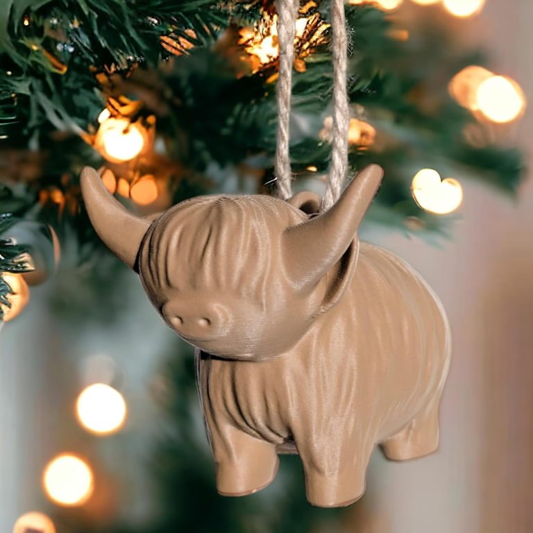 Highland Cow Christmas Ornament – Handcrafted Decor Perfect Holiday Gift for Highland Lovers Eco-Friendly Durable Ideal for Christmas Tree Women Men Kids (4 Pack (1.5 Inch), Christmas Combo)