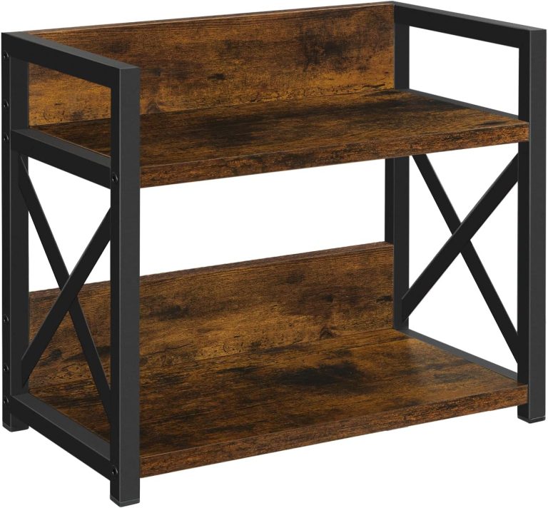YINMIT Countertop Shelf Organizer,Coffee Bar Accessories Organizer,Spice Rack Organizer,Coffee Counter Shelf Organizer,2 Tier Coffee Organizer Station for Mugs,Cups,Cream,Syrup(Rustic Brown, Small)
