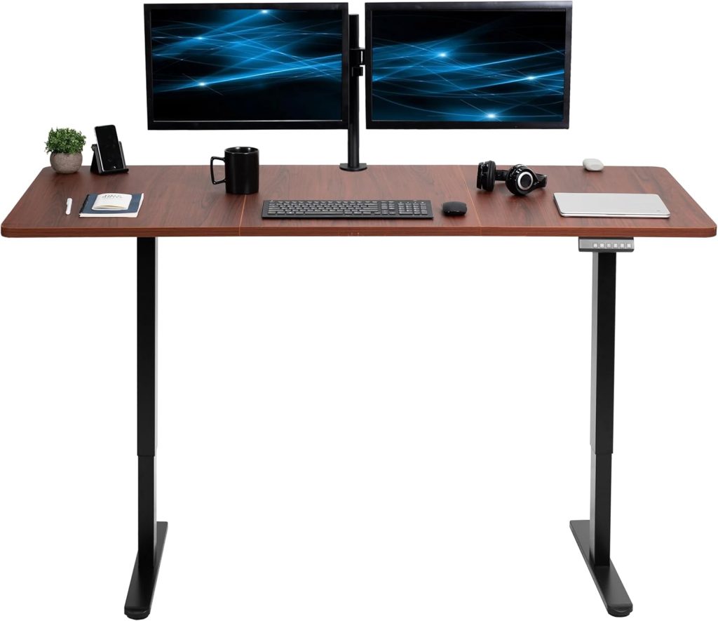 VIVO Electric 71 x 30 inch Standing Desk, Dual Motor Memory Controller Height Adjustment, E2B Series, Dark Walnut Top Black Frame, DESK-KIT-E2B7D VIVO Electric 71 x 30 inch Standing Desk, Dual Motor Memory Controller Height Adjustment, E2B Series, Dark Walnut Top Black Frame, DESK-KIT-E2B7D