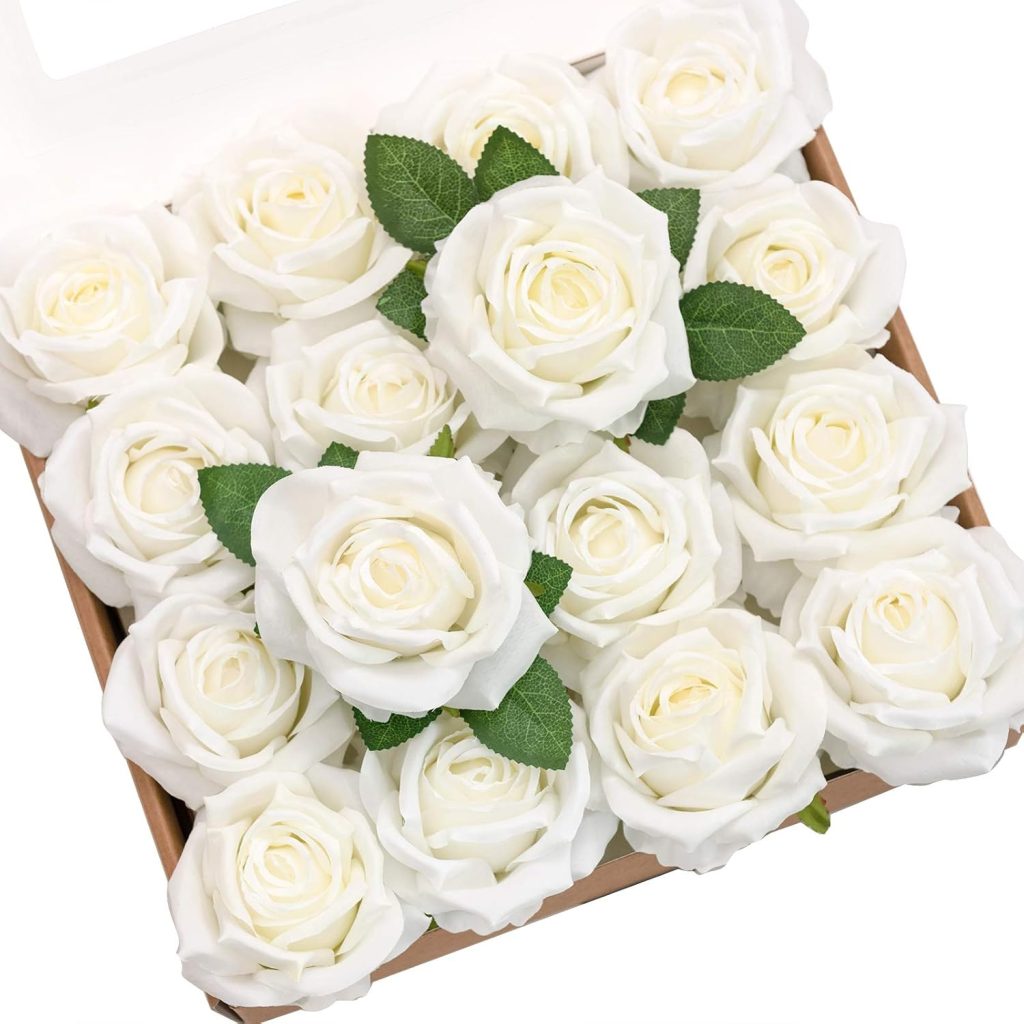 Ling’s Moment Artificial Flowers 16pcs Ivory Silk Roses with Stems, 3.5″ Fake Vendela Roses Bulk for DIY Wedding Bouquets Centerpieces Party Baby Shower Home Decoration Ling’s Moment Artificial Flowers 16pcs Ivory Silk Roses with Stems, 3.5″ Fake Vendela Roses Bulk for DIY Wedding Bouquets Centerpieces Party Baby Shower Home Decoration