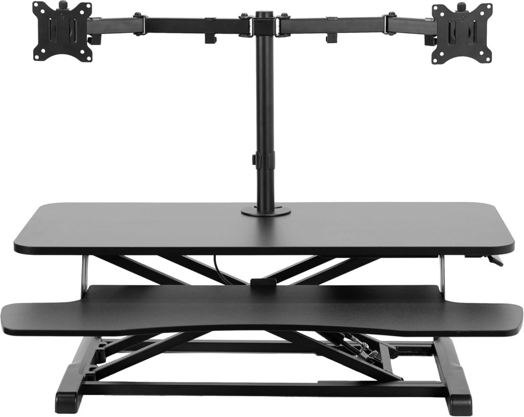 VIVO Height Adjustable 36 inch Standing Desk Converter with Dual 13 to 30 inch Monitor Stand, Sit Stand Monitor Mount and Desk Riser, Black, DESK-V036K-M2 VIVO Height Adjustable 36 inch Standing Desk Converter with Dual 13 to 30 inch Monitor Stand, Sit Stand Monitor Mount and Desk Riser, Black, DESK-V036K-M2