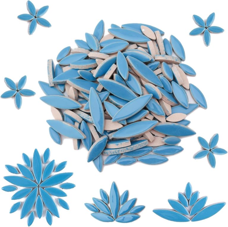 Petal Mosaic Tiles for Crafts, 200g Flower Tiles Pieces for Mosaic Craft Supplies,DIY Mosaic Outdoor Decor(Sky Blue)