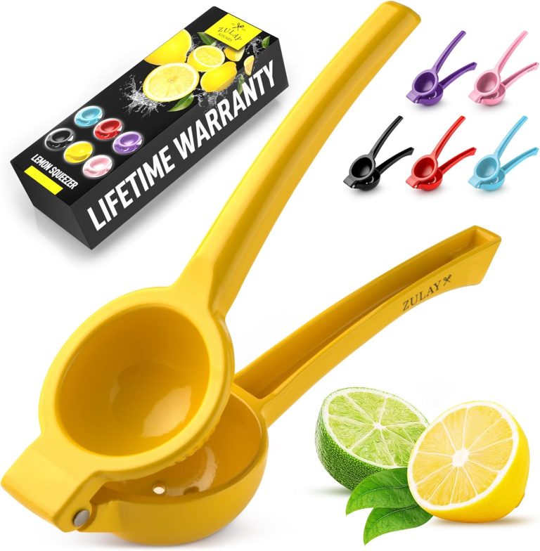 Zulay Kitchen Metal Lemon Squeezer – Handheld Lemon Juicer Squeezer – Easy to Use Citrus Juicer – Manual Press for Extracting the Most Juice Possible – Extracts Every Last Drop