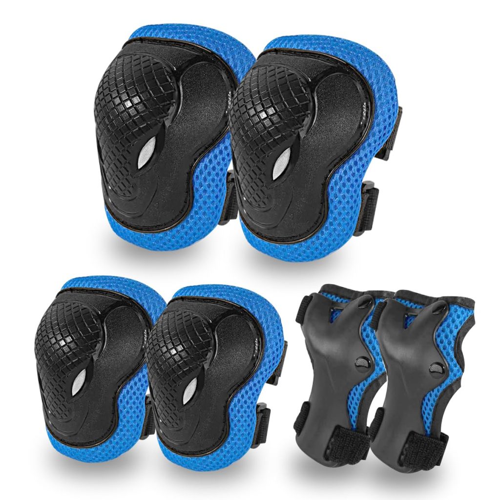 GEQID Kids Knee Pads and Elbow Pads Wrist Pad for Roller Skating Skate Protective Gear Rollerblade Bicycle Boys Youth 4-12 Years Old (Blue) GEQID Kids Knee Pads and Elbow Pads Wrist Pad for Roller Skating Skate Protective Gear Rollerblade Bicycle Boys Youth 4-12 Years Old (Blue)